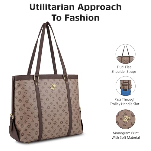 Image of Lavie Signature Women's Sandiego Monogram Tote Laptop Bag | Tote Laptop Bag for Work | Ladies Purse | Stylish Shoulder Bag | Gift for Women