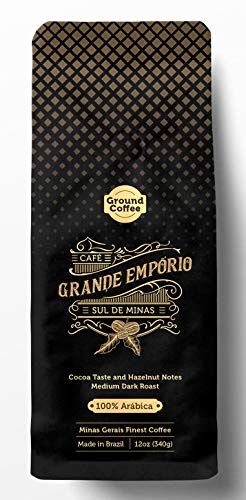 Café Grande Empório 12 Ounce Ground Coffee Blend, Brazil Medium Dark Roast Gourmet Ground Coffee, 100% Arabica (Cocoa Hazelnut, 12 Ounce)