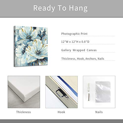 Artistic Path Flowers Artwork Painting Prints Pictures: Abstract Lily Pad Prints Canvas Wall Art For Bathroom (12" W X 12" H, Multi-Sized) #TOP6