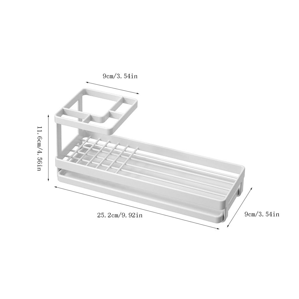 Portaspazzolino in Acciaio al Carbonio Portadentifricio da appoggio Bianco Nero Portaspazzolino Portaoggetti per Bagno Drenaggio (B S25.2cm)