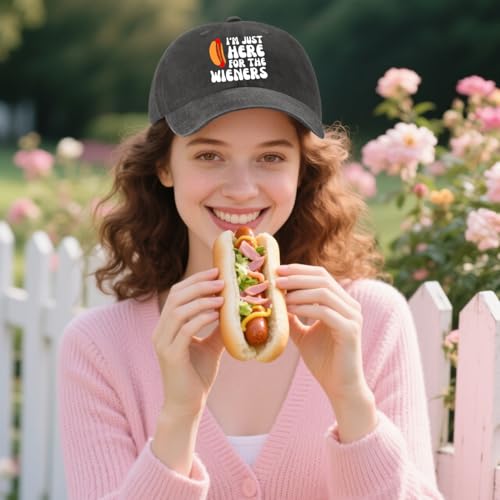 Image of I'm JUST HERE for The Hotdogs Hats for Men Baseball Caps Trendy Washed Workout Hats Light Weight