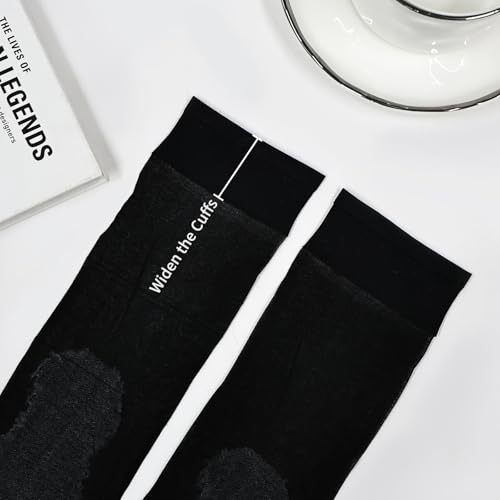 Heran Nylons Sheer Socks for Women Girls, Women’s Crew Silk Ankle Dress Stockings, Woman Ultra Thin Nude & Black Transparent Hosiery Socks, 6 Pairs of Calf High See Through Mesh Stockings for Girls4