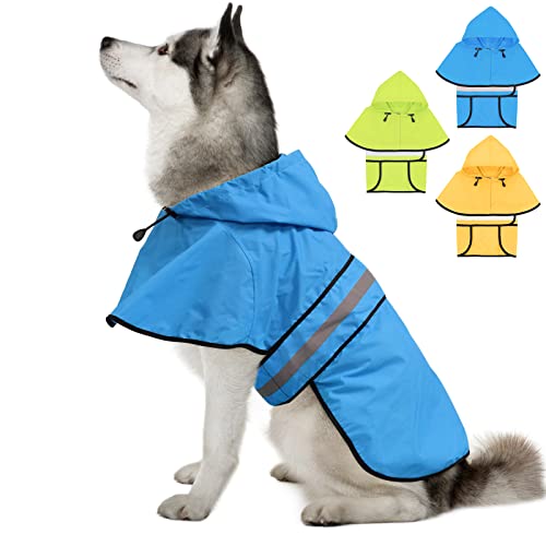 Weesiber Dog Coats Waterproof, Adjustable Dog Raincoat with Reflective Strip