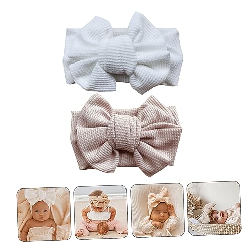 UPKOCH 2pcs Boy Girl Hair Bow Headbands for Girls Adorable Festival Accessories Soft Waffle Knit Design for Newborns and Special Occasions3