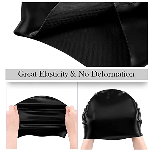 Zwemmuts, Unisex Badmuts van Silicone, Set van 2-One met Neusclip, 100% Siliconen - Antislip - Hypoallergene - Ripstop, Zwemmenmuts voor Vrouwen, Mannen, Meisjes Jongens & Tieners met Lang Krullenhaar - Image 3