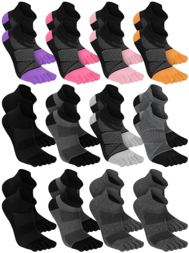 Image of Fourluoo 6 Pairs Women Cotton Athletic Toe Socks