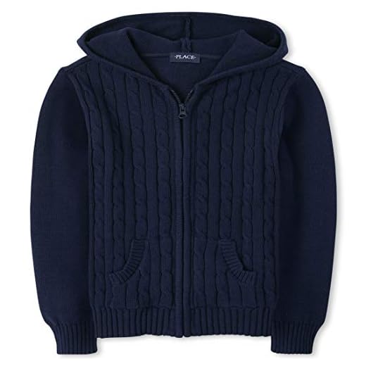 The Children's Place girls Uniform Cable Knit Zip Up Cardigan Sweater, Tidal, 4T US