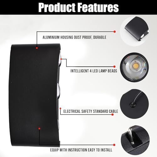 Image of GIGAWATTTS 6-Watt U-Shaped Up Down LED Wall Light Outdoor Indoor BIS Approved IP65 Waterproof Exterior & Interior Sconce Lamp for Garden Patio Fence (Warm White, Pack of 1)