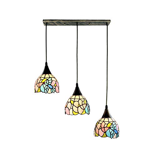 Vitrail Abat-Jour Lustre 3 Lumières Commémoration Vision du Jour Tiffany
