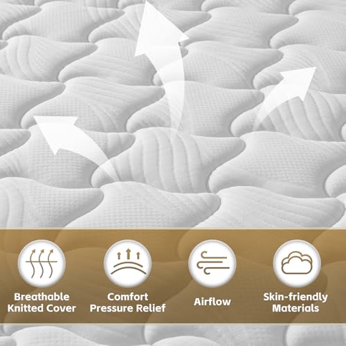 Image of Omblix Queen Mattress, 12 Inch Queen Size Mattress,Hybrid Mattresses in a Box with Memory Foam and Individual Pocketed Coil,CertiPUR-US,Medium Firm & Pressure Relief