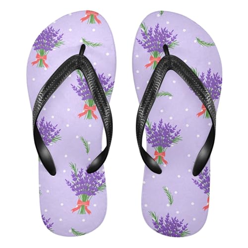 Sinestour Lavender Dot Purple Flip Flops for Beach Thong Sandals Anti-slip Lightweight Beach Slippers for Summer Swim Travel