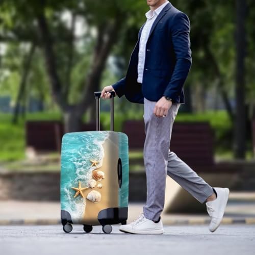 Image of Mumeson Starfish Shell Travel Luggage Cover Washable Suitcase Protective Cushion Trolley Case Luggage Protector Fit Size 22 23 24 25 inch
