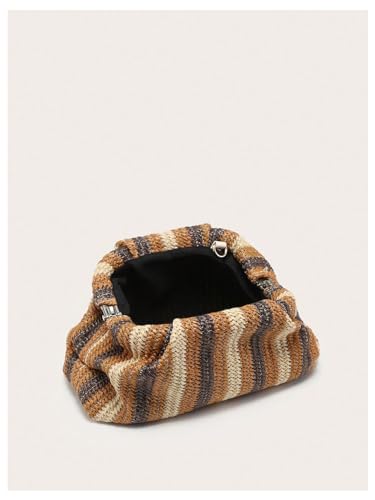 Image of Verdusa Women's Straw Woven Clutch Handbags Striped Dumpling Clutch Purses Multicolor One-Size