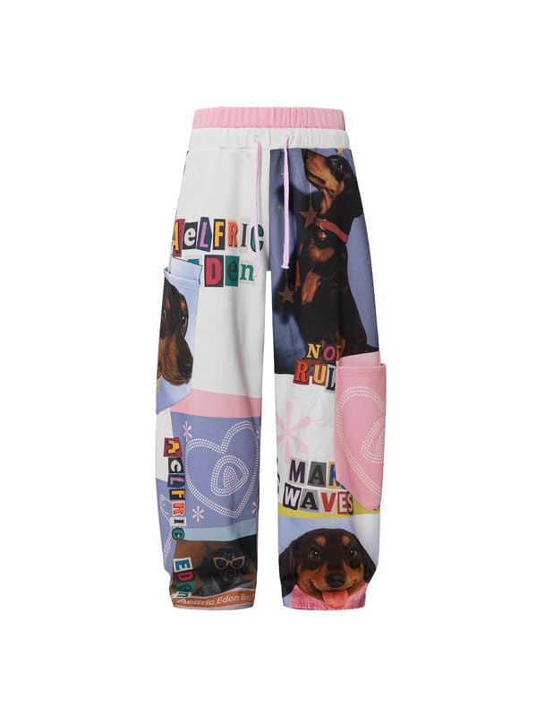 Aelfric Eden Dackel Baggy Jogginghose Herren Damen Double Waist Sweatpants Baumwolle Kordelzug Freizeithose Y2K Streetwear Sporthose mit Taschen