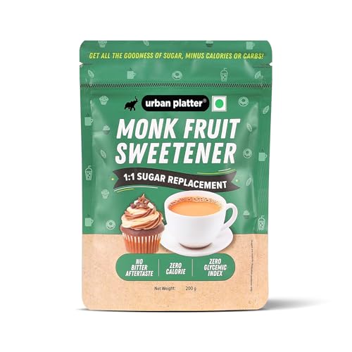 Image of Urban Platter Monk Fruit Sweetener, 200g (Zero Calorie, Keto & Diabetic-Friendly, 1:1 Sugar Replacement, No Aftertaste, Monk Fruit + Erythritol Blend)