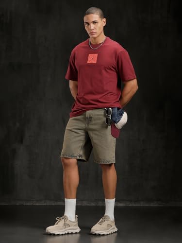 Image of WROGN Men's Pure Cotton T-Shirt | Printed Design | Oversized Fit