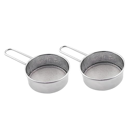 BESTYASH 2Pcs Stainless Steel Flour Sifter Portable Fine Mesh Sieve for Baking for Flour Powdered Sugar Matcha Kitchen Tool Silver