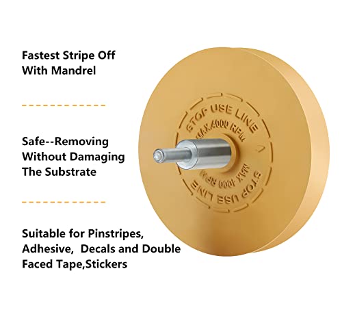 Decal Remover Eraser Wheel Removes Pinstripes Stripes Vinyl Tapes And Graphics 1 Pack Adhesive Remover Wheel For Drill Rubber Eraser Wheel Decal Remover Tool Solid Adhesive Remover Wheel Yellow #TOP1