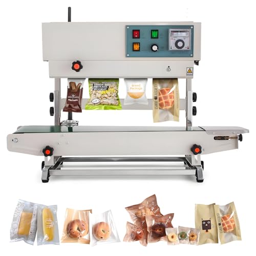 LZDOYY Selladora Continua automática, selladora de Banda Vertical Fr-900 para Bolsas de PVC, con Control de Temperatura por Puntero. 220V