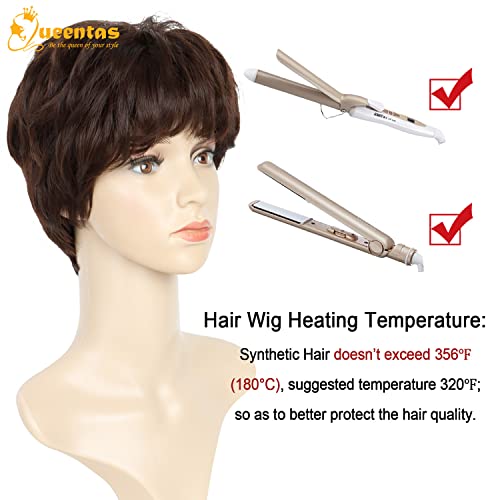 Image of Short Layered Synthetic Pixie Cut Wig for Women with Bangs ,Redish Brown