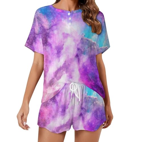 Pyjama femme ensemble Galaxie Pourpre contre les nuits de canicule