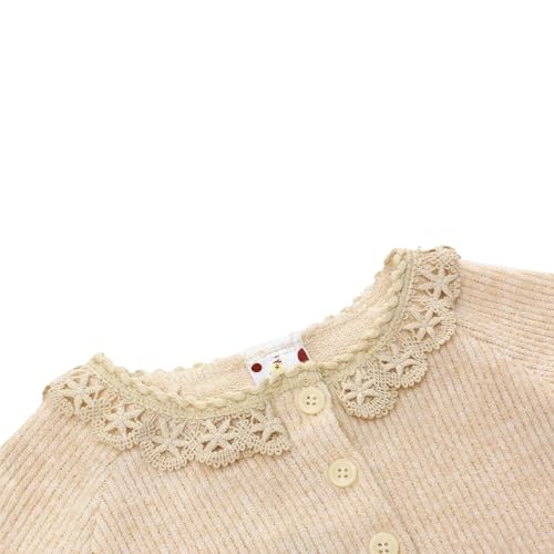 famuka Baby Girl Lace Cardigan Toddler Spring Autumn Knitted Sweater Button Up3