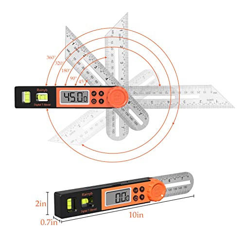 Rainyb NJDC09 Digital Angle Finder Protractor 0-360 Degree T-Bevel Gauge & Protractor thumb #3