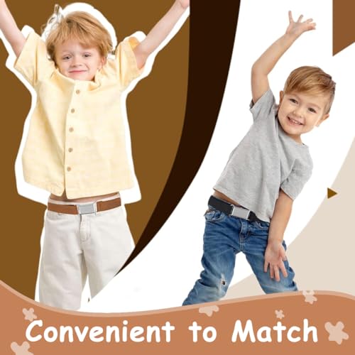 Image of GUSTAVE 2pcs Belt for Kids, Stretchy Kids Belt for Boys Girls, Fashion Adjustable Waist Belts, Elastic Silver Buckle Child Toddler Belts