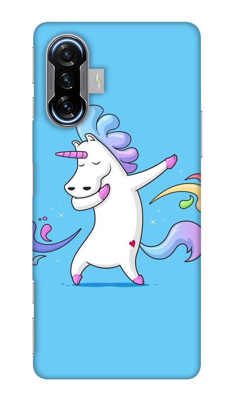 Grey Cloud India Dancing Unicorn Back Cover for Poco F3 GT (Poly Carbonate | Blue)