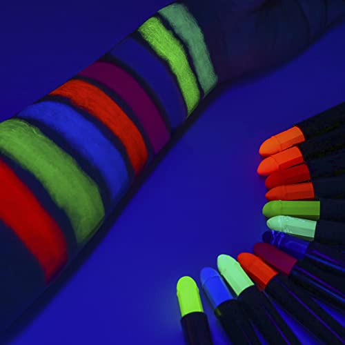 12 Colors Glow In The Dark Body Paint Uv Neon Face Paint Crayons Halloween Neon Face Painting Crayons Kit For Halloween Costume Holiday Birthday Masquerades Club Makeup Party #TOP5
