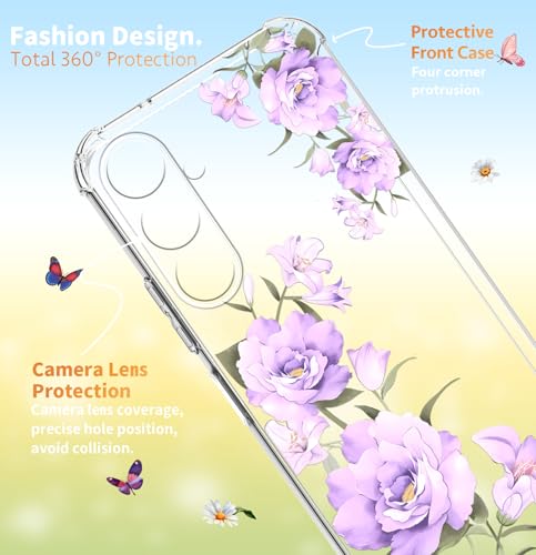EMUYGIU for Samsung Galaxy S25 FE Case Flowers [Buffertech 6.7ft Military-Grade Drop Protection] [Anti Peel Off Tech] Clear TPU Bumper 5G Phone Case Cover Design (Flower Series) - image 3