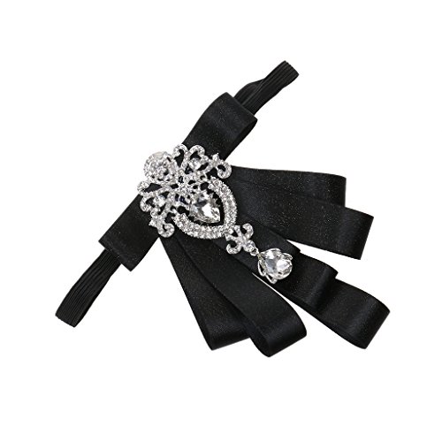 Sconosciuto Uomini Cristallo Strass Papillon Cravatta Regolabili Matrimonio Festa In Maschera Partito Vestito Accessori - Nero, Taglia unica