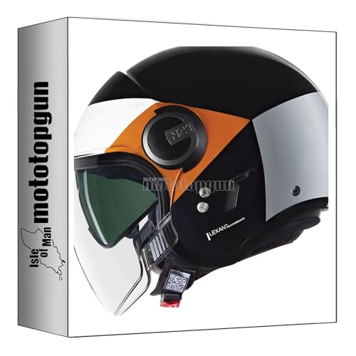 Casque moto jet Nolan N21 Visor noir blanc orange taille m 345