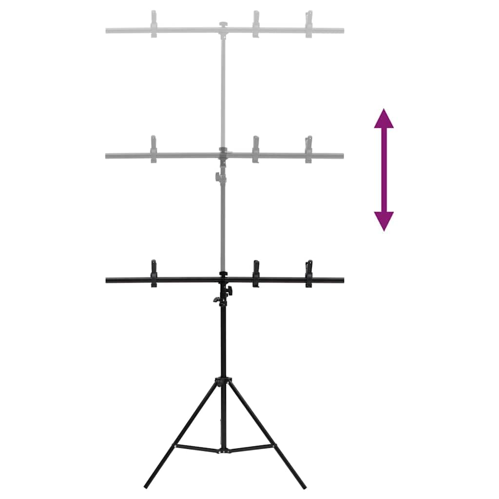 Soporte de fondo en forma de T negro 91x60x(70-200) cm