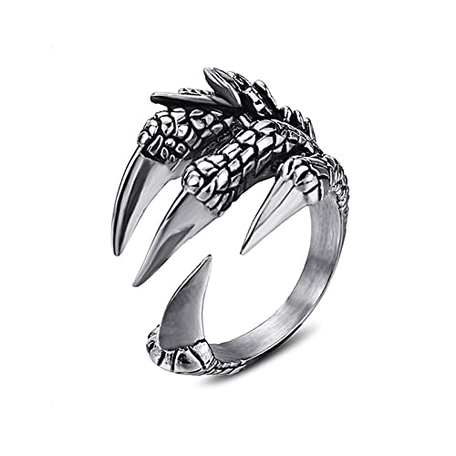 KONFEN Anillo Garra de Dragón Ajustable Plata para Mujer y Hombre, Alianzas Sortijas para Dedo Gordo Estilo Hip Hop Vikingo - Regalo San Valentin