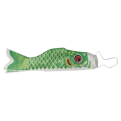 Inzopo 55cm Japanese Windsock Carp Flag Koinobori Sailfish Fish Wind Streamer Green