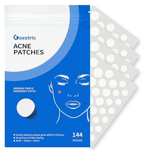 Pimple Patches for Face Hydrocolloid Acne Patches, Invisible Zit Stickers Covering Blemishes, 3 Size Hydrocolloid Spot Stickers for Face and Skin (144 Count(Pack of 1))
