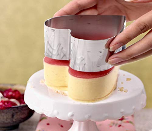 Newline Ny Stainless Steel Dessert Rings (4 Pcs) Heart Shape Molded Salads, Pastries Mousse Molding Layering Cutter #TOP3