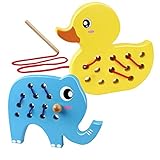 Hervorragende Qualität von Kleinkind-Puzzles: Langlebiges Schnürspielzeug entspricht dem Sicherheitsstandard ASTM, CPISA, EN71, CPC. Kein Geruch, kein Abplatzen von Farbe auf den Tierschnürspielzeugen, auch wenn es in Zukunft stark von Kleinkindern benutzt wird. Das Innere des Holzschnur-Tieres ist glatt und lässt sich leicht über die Schnur bewegen. Saiten sind unter Erwachsenenführung sehr sicher und das Einfädelstück ist für Kleinkindfinger geeignet.