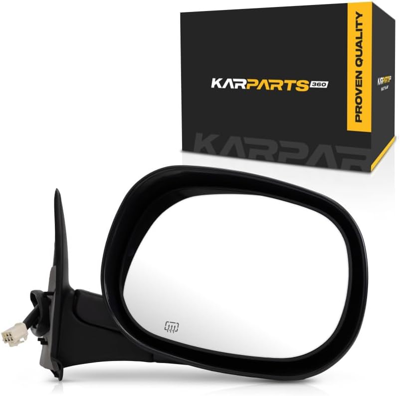 For Dodge Ram 1500 1998 1999 2000 2001 Door Mirror Passenger Side | Power | Heated | Manual Folding | Textured Black | Full Size | Replacement For 55076488AB | 55076488AG | CH1321168