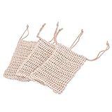 Bestim Inc 3Pcs Sisal Soap Bag, Shower Bath Exfoliating Natural Sisal Soap Saver Pouch Holder
