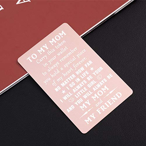 TANWIH Mom Gifts Mothers Day Card - I Love You Mom Birthday Gifts from Daughter, Metal Engraved Wallet Card, Wedding Card for Mom4
