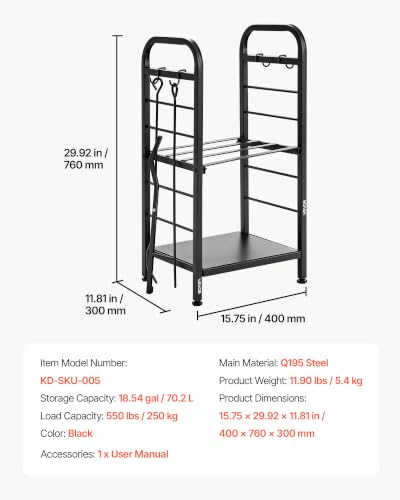 Image of VEVOR Firewood Rack 15.75 Inch Heavy Duty Indoor Fire Wood Storage Holder