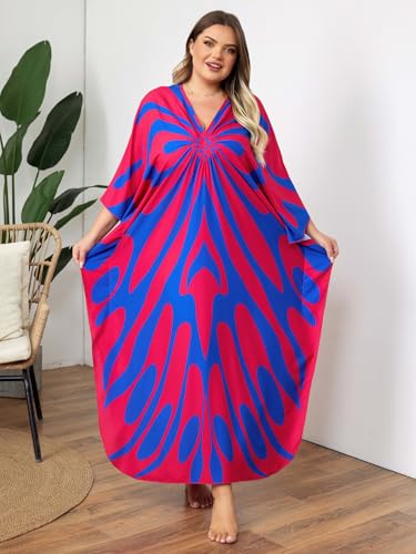 Image of Kaftan Dress for Women - Plus Size Caftan Maxi Beach Dress Moo Moos Loungewear, Swimsuit Cover Up for Beach, Pool or Vacation
