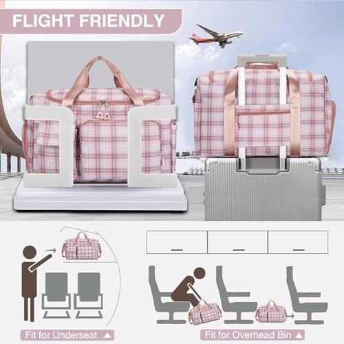 Image of Small Gym Bag for Women, Travel Duffle Bag Carry On Weekender Bag with Shoe Compartment