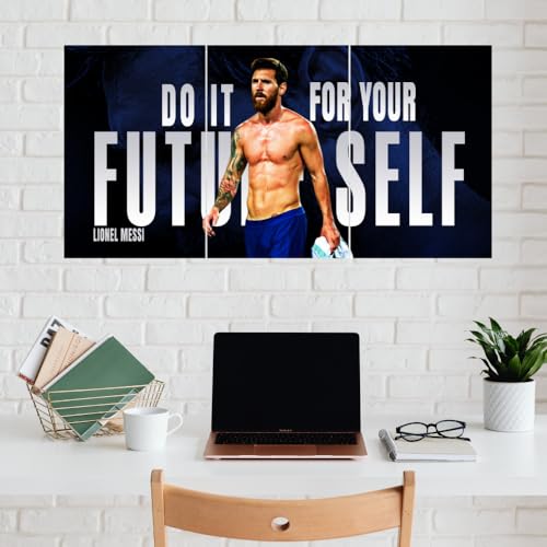 Image of Good Hope - Footballer Messi 3 Split Posters 12x18 Inch - Soccer Wall Art for Bedroom, Football Legend Leo Motivational Quote Poster for wall Decor, Gift for Fans, Boys, Men, Sports Room, Wallpaper, Sticker gym office bedroom Decoration