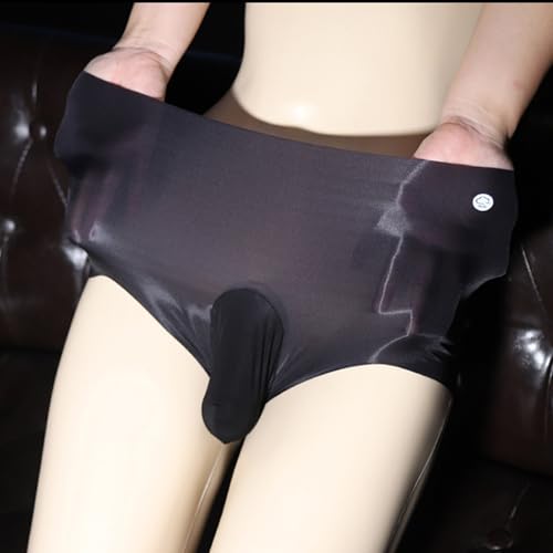 LESOYA Men's Sexy See Through Sheer Ice Silk Panties High Elastic Low Rise Boxer Briefs with Sheath Underwear3