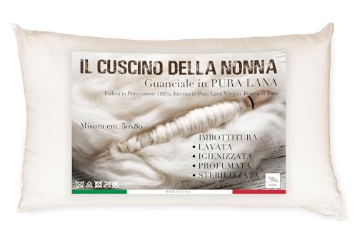 Tex family Almohada cojín de la abuela de pura lana virgen Made in Italy