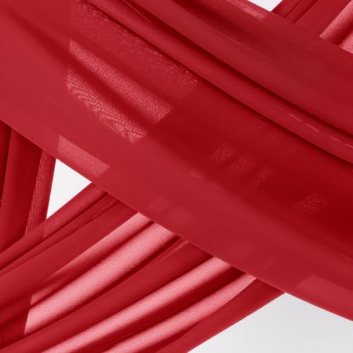 Image of Socomi Wedding Arch Draping Fabric 1 Panel 29 inch x 19Ft Sheer Chiffon Curtain Drapes 6 Yards for Wedding Ceremony Birthday Party Decoration Red