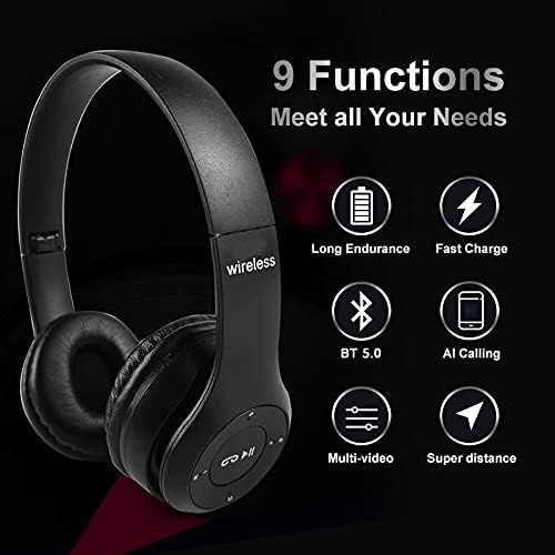 Image of INVICTO K47 Wireless Bluetooth Headphones Over Ear with Mic (Black)
